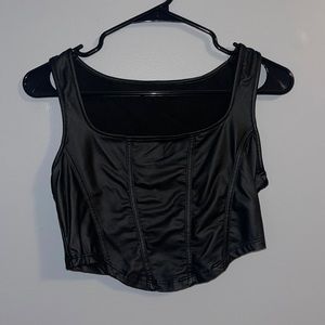 Pleather cropped tank top, black size medium